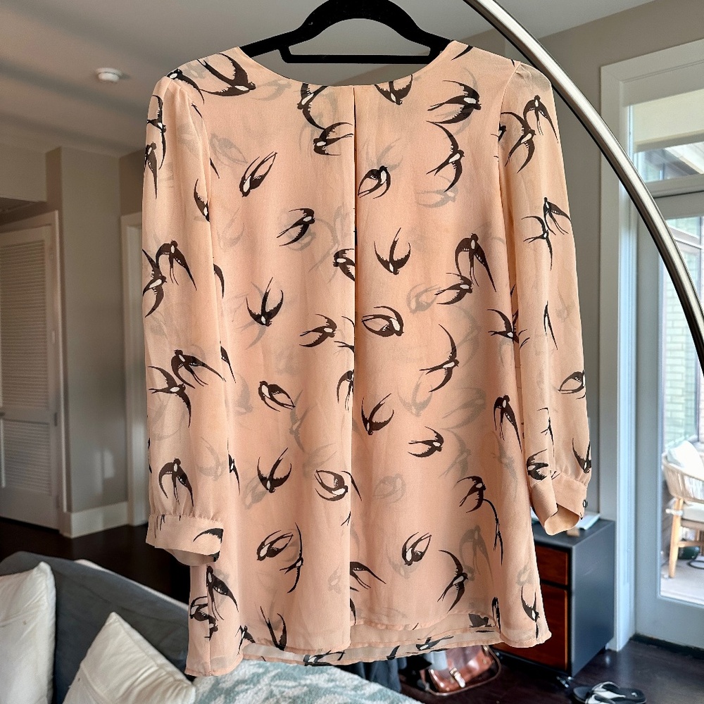 Banana Republic Print Blush Flowy Blouse